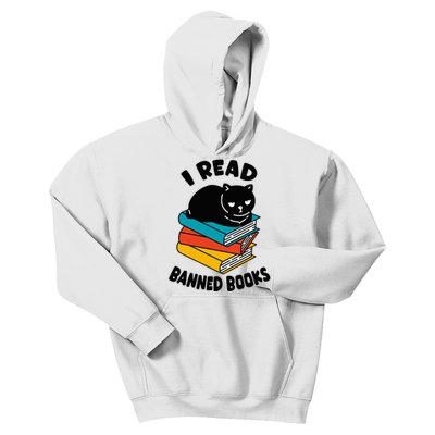 I Read Banned Books Black Cat Reader Bookworm Kids Hoodie