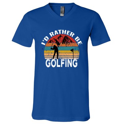 Id Rather Be Golfing Funny Golf Lover Vintage Gift V-Neck T-Shirt