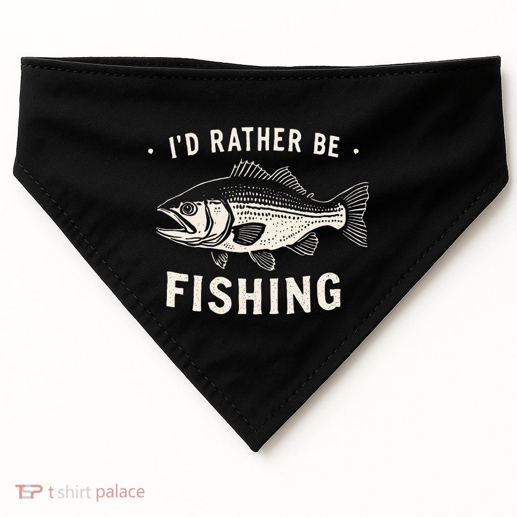 ID Rather Be Fishing Fish Fan Bass Fisherman Angler Humor USA-Made Doggie Bandana