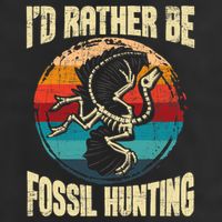 I'd Rather Be Fossil Hunting Paleontologist Paleontology 7 Panel Mesh Trucker Snapback Hat