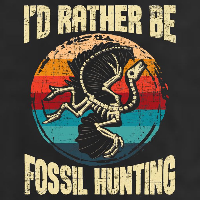 I'd Rather Be Fossil Hunting Paleontologist Paleontology 7 Panel Mesh Trucker Snapback Hat