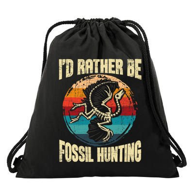 I'd Rather Be Fossil Hunting Paleontologist Paleontology Drawstring Bag