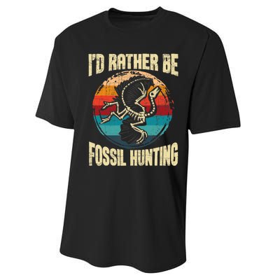 I'd Rather Be Fossil Hunting Paleontologist Paleontology Performance Sprint T-Shirt