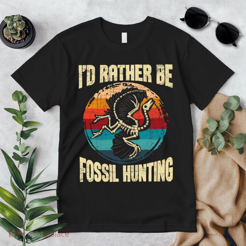 I'd Rather Be Fossil Hunting Paleontologist Paleontology Premium T-Shirt