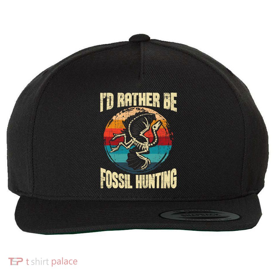 I'd Rather Be Fossil Hunting Paleontologist Paleontology Wool Snapback Cap