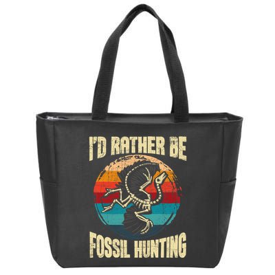 I'd Rather Be Fossil Hunting Paleontologist Paleontology Zip Tote Bag