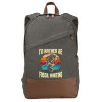 I'd Rather Be Fossil Hunting Paleontologist Paleontology Cotton Canvas Backpack