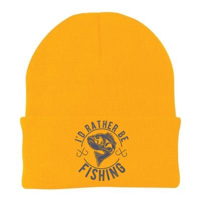 I’D Rather Be Fishing Funny Fishing Saying Graphic Novelty Knit Cap Winter Beanie