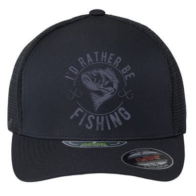 I’D Rather Be Fishing Funny Fishing Saying Graphic Novelty Flexfit Unipanel Trucker Cap