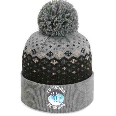 Id Rather Be Skiing Clothes And Skiers Gift The Baniff Cuffed Pom Beanie