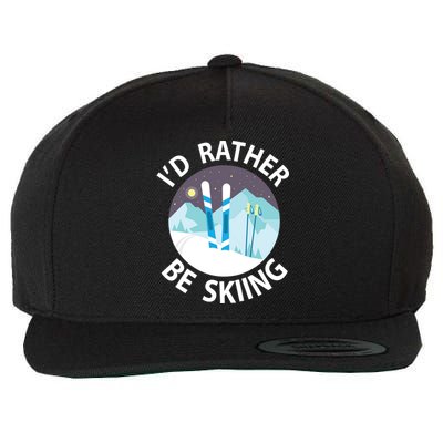 Id Rather Be Skiing Clothes And Skiers Gift Wool Snapback Cap