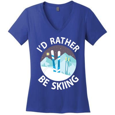 Id Rather Be Skiing Clothes And Skiers Gift Women's V-Neck T-Shirt