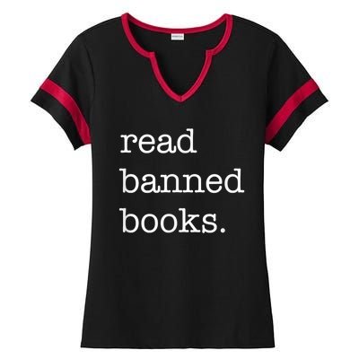 I Read Banned Books I'm With The Banned Books Lovers Ladies Halftime Notch Neck Tee