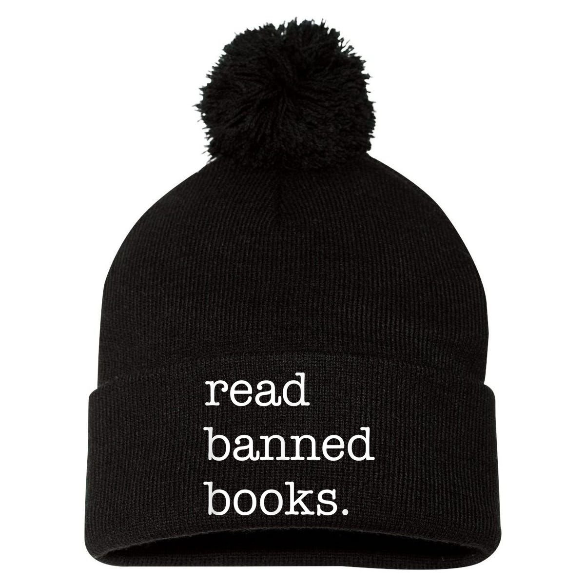 I Read Banned Books I'm With The Banned Books Lovers Pom Pom 12in Knit Beanie