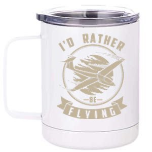 Id Rather Be Flying Cute Gliding Airplanes Gift 12 oz Stainless Steel Tumbler Cup