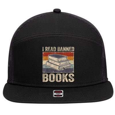 I Read Banned Books Week Librarian Freedom Reader Nerd 7 Panel Mesh Trucker Snapback Hat