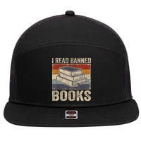 I Read Banned Books Week Librarian Freedom Reader Nerd 7 Panel Mesh Trucker Snapback Hat