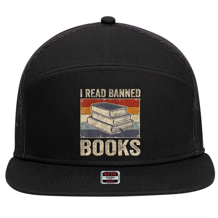 I Read Banned Books Week Librarian Freedom Reader Nerd 7 Panel Mesh Trucker Snapback Hat