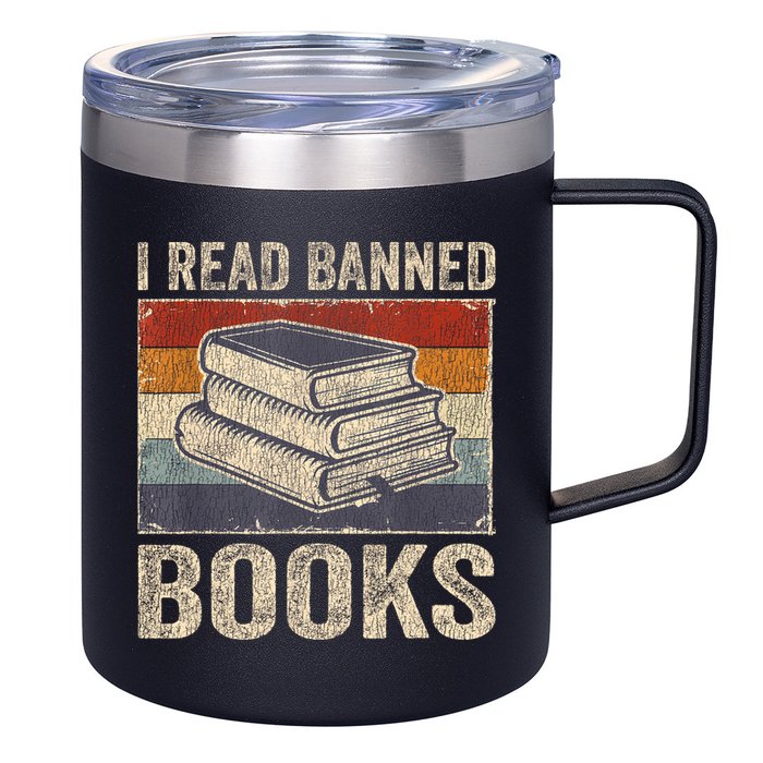 I Read Banned Books Week Librarian Freedom Reader Nerd 12oz Stainless Steel Coffee Mug