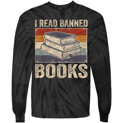 I Read Banned Books Week Librarian Freedom Reader Nerd Tie-Dye Long Sleeve Shirt