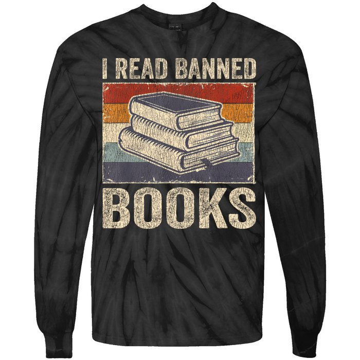 I Read Banned Books Week Librarian Freedom Reader Nerd Tie-Dye Long Sleeve Shirt