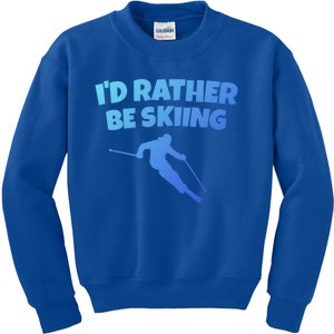 Id Rather Be Skiing (Black) Skier Gift Kids Sweatshirt