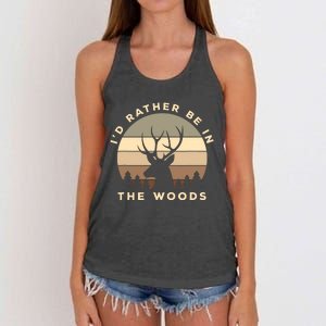 I'd Rather Be In The Woods Deer Hunting Women's Knotted Racerback Tank