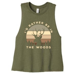 I'd Rather Be In The Woods Deer Hunting Women's Racerback Cropped Tank