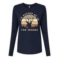 I'd Rather Be In The Woods Deer Hunting Womens Cotton Relaxed Long Sleeve T-Shirt