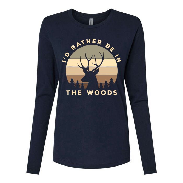 I'd Rather Be In The Woods Deer Hunting Womens Cotton Relaxed Long Sleeve T-Shirt