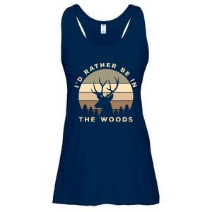 I'd Rather Be In The Woods Deer Hunting Ladies Essential Flowy Tank