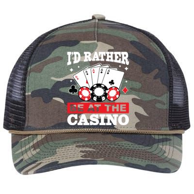 ID Rather Be At The Casino Retro Rope Trucker Hat Cap