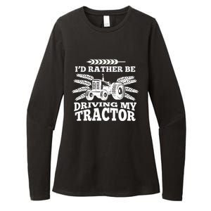 I'd Rather Be Driving My Tractor Farmer Funny Gift Womens CVC Long Sleeve Shirt