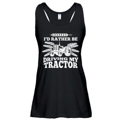 I'd Rather Be Driving My Tractor Farmer Funny Gift Ladies Essential Flowy Tank