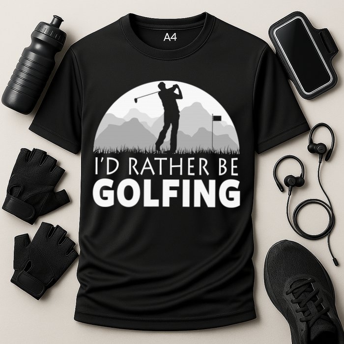 I'd Rather Be Golfing Funny Xmas Funny Golf Gift For Golfers Cooling Performance Crew T-Shirt
