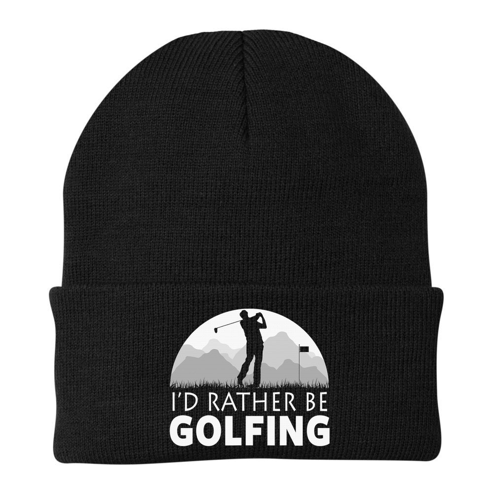 I'd Rather Be Golfing Funny Xmas Funny Golf Gift For Golfers Beanie