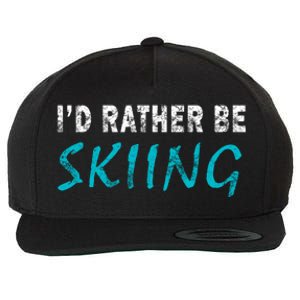 Id Rather Be Skiing Funny Novelty Gift Retro Casual Funny Gift Wool Snapback Cap