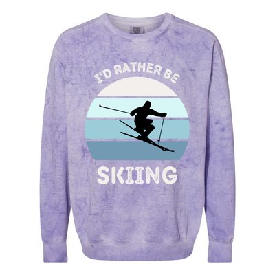 Id Rather Be Skiing Downhill Skiing Family Winter Vacation Gift Colorblast Crewneck Sweatshirt