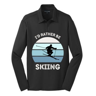 Id Rather Be Skiing Downhill Skiing Family Winter Vacation Gift Silk Touch Performance Long Sleeve Polo