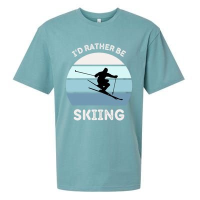 Id Rather Be Skiing Downhill Skiing Family Winter Vacation Gift Sueded Cloud Jersey T-Shirt