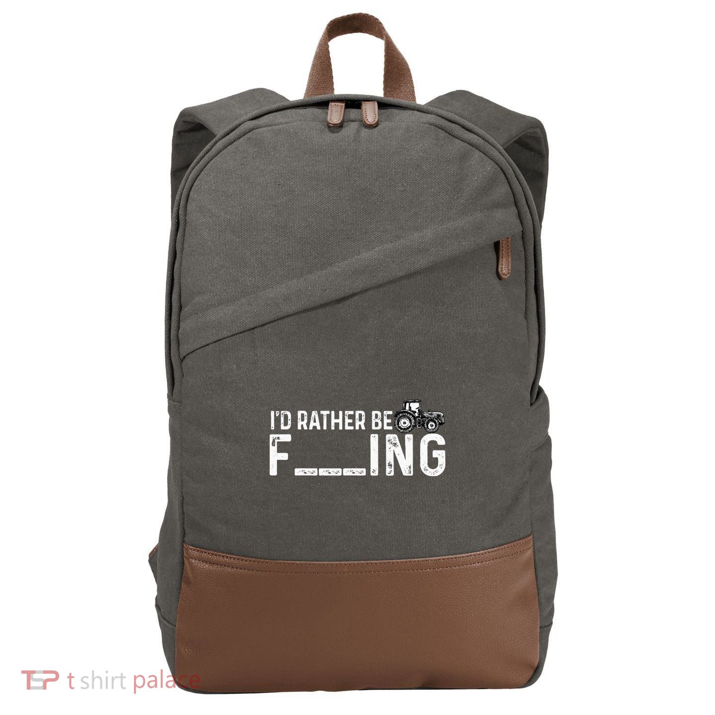 I'd Rather Be Farming Funny Farmer Joke Farmer Tractor Tee Cotton Canvas Backpack