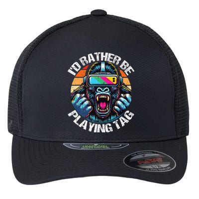 ID Rather Be Playing Tag Gorilla Monke Tag Gorilla Vr Gamer Flexfit Unipanel Trucker Cap