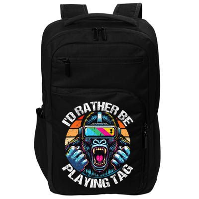 ID Rather Be Playing Tag Gorilla Monke Tag Gorilla Vr Gamer Impact Tech Backpack