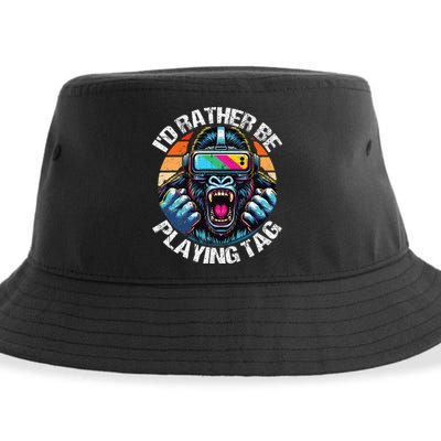 ID Rather Be Playing Tag Gorilla Monke Tag Gorilla Vr Gamer Sustainable Bucket Hat