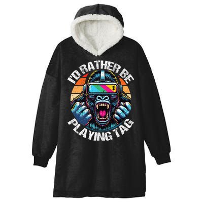 ID Rather Be Playing Tag Gorilla Monke Tag Gorilla Vr Gamer Hooded Wearable Blanket