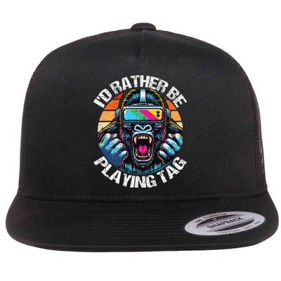 ID Rather Be Playing Tag Gorilla Monke Tag Gorilla Vr Gamer Flatbill Hat