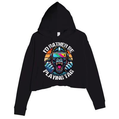 ID Rather Be Playing Tag Gorilla Monke Tag Gorilla Vr Gamer Crop Fleece Hoodie