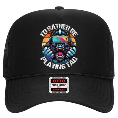 ID Rather Be Playing Tag Gorilla Monke Tag Gorilla Vr Gamer Trucker Hat