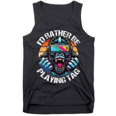 ID Rather Be Playing Tag Gorilla Monke Tag Gorilla Vr Gamer Tank Top