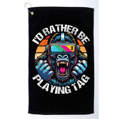 ID Rather Be Playing Tag Gorilla Monke Tag Gorilla Vr Gamer Golf Towel